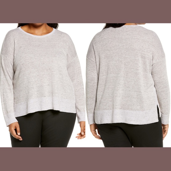 NWT Eileen Fisher Organic Linen Sweater in Heather‎ Moon [ PLUS SIZE 3X ] - Picture 3 of 12